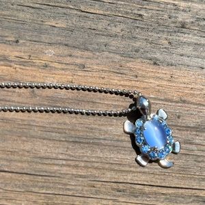 Blue Stone Turtle Necklace